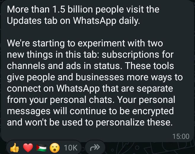 Ads on Whatsapp status