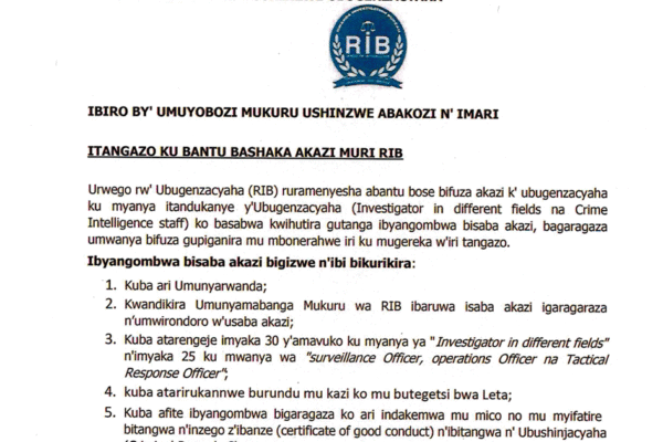 Amahirwe y'akazi muri RIB
